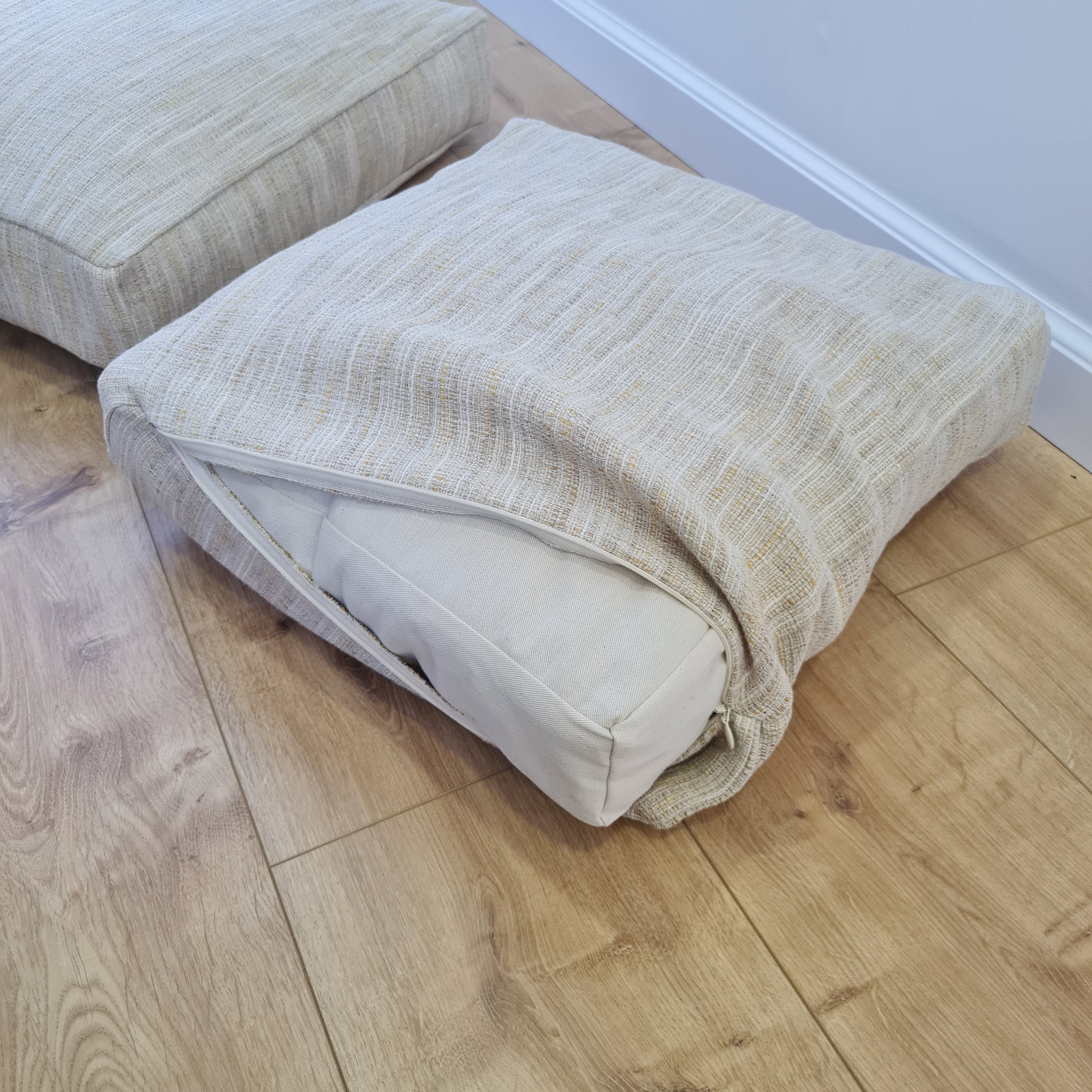Hemp cushion with removable cover Hemp fiber filling in cotton fabric with linen cover Floor cushion custom made size