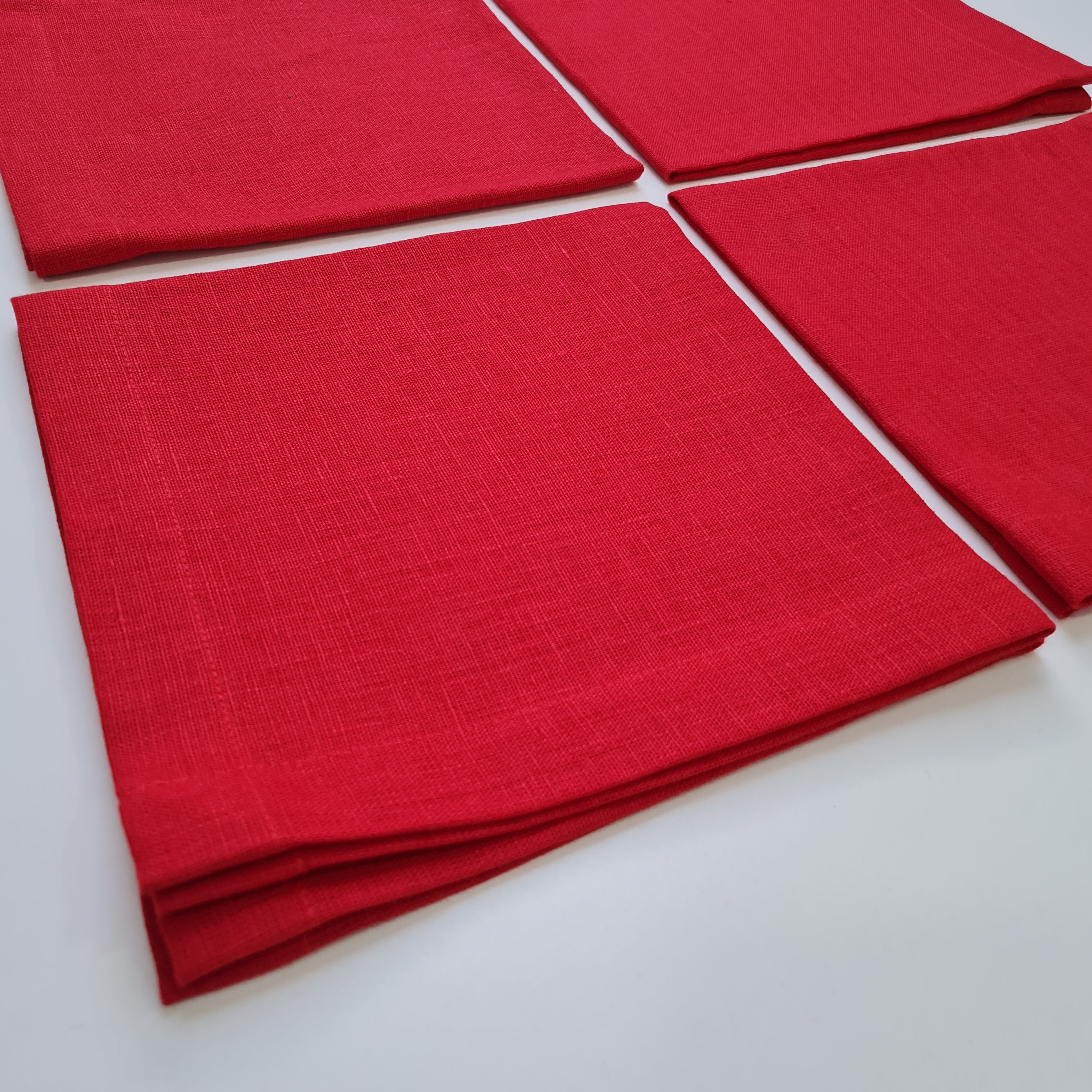 Set of 4 pcs Linen Napkins Red / Green Custom order napkins Cloth napkins set Table linens