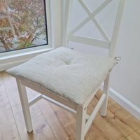 Hemp Linen seat cushion for chair with ties filled organic hemp fiber in natural non dyed linen fabric Chair Cushion Pillow seat