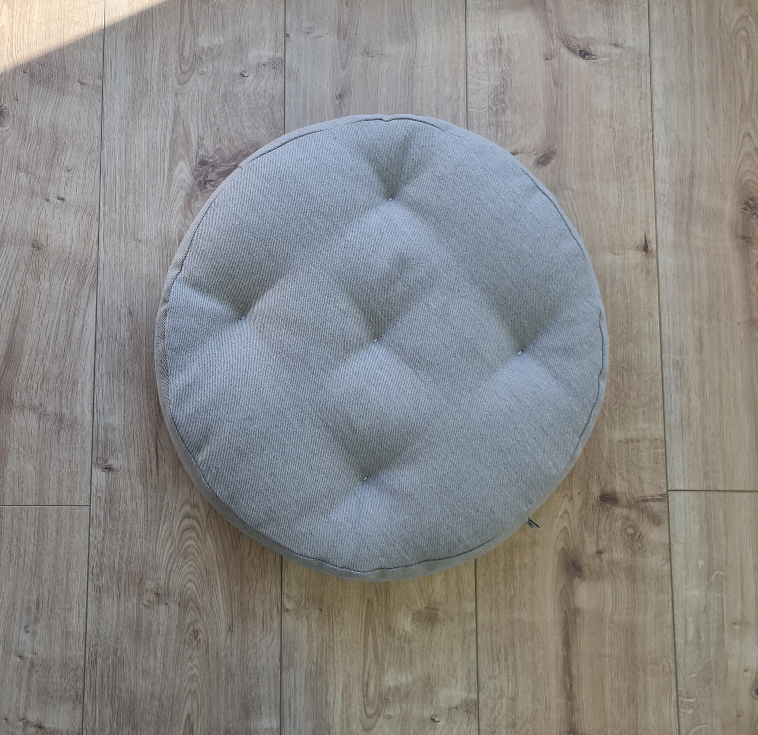 Round Hemp cushion Hemp fiber in non-dyed linen fabric natural organic Floor cushion