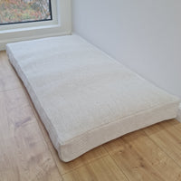21.5" x 41" (54 x 105 cm) Hemp cushion with removable cover Hemp fiber filling in linen fabric with linen cover
