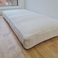 21.5" x 41" (54 x 105 cm) Hemp cushion with removable cover Hemp fiber filling in linen fabric with linen cover