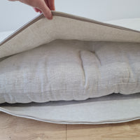 21.5" x 41" (54 x 105 cm) Hemp cushion with removable cover Hemp fiber filling in linen fabric with linen cover