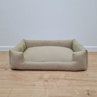 Natural Hemp Linen Dog Bed Olive Beige Linen Fabric filled organic Hemp Fiber filling - Pet Mat - house for cats dogs organic gift for dog