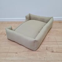 Natural Hemp Linen Dog Bed Olive Beige Linen Fabric filled organic Hemp Fiber filling - Pet Mat - house for cats dogs organic gift for dog