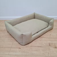 Natural Hemp Linen Dog Bed Olive Beige Linen Fabric filled organic Hemp Fiber filling - Pet Mat - house for cats dogs organic gift for dog