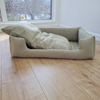 Natural Hemp Linen Dog Bed Olive Beige Linen Fabric filled organic Hemp Fiber filling - Pet Mat - house for cats dogs organic gift for dog