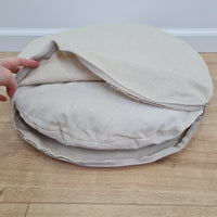 Unique Round Hemp Linen Pet Bed Cot with Removable Washable Natural Non-dyed Linen Cover Filled Organic Hemp Fiber house eco-friendly Gift