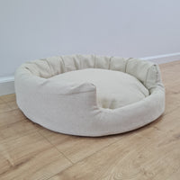 Unique Round Hemp Linen Pet Bed Cot with Removable Washable Natural Non-dyed Linen Cover Filled Organic Hemp Fiber house eco-friendly Gift
