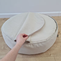 Unique Round Hemp Linen Pet Bed Cot with Removable Washable Natural Non-dyed Linen Cover Filled Organic Hemp Fiber house eco-friendly Gift