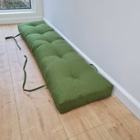 Natural Hemp Linen Bench Cushion with Ties Custom Made filled organic Hemp Fiber in natural non dyed Linen Fabric Window Bench Mudroom cushions