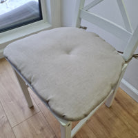 Hemp Linen seat cushion for chair with ties filled organic hemp fiber in natural non dyed linen fabric Chair Cushion Pillow seat custom size