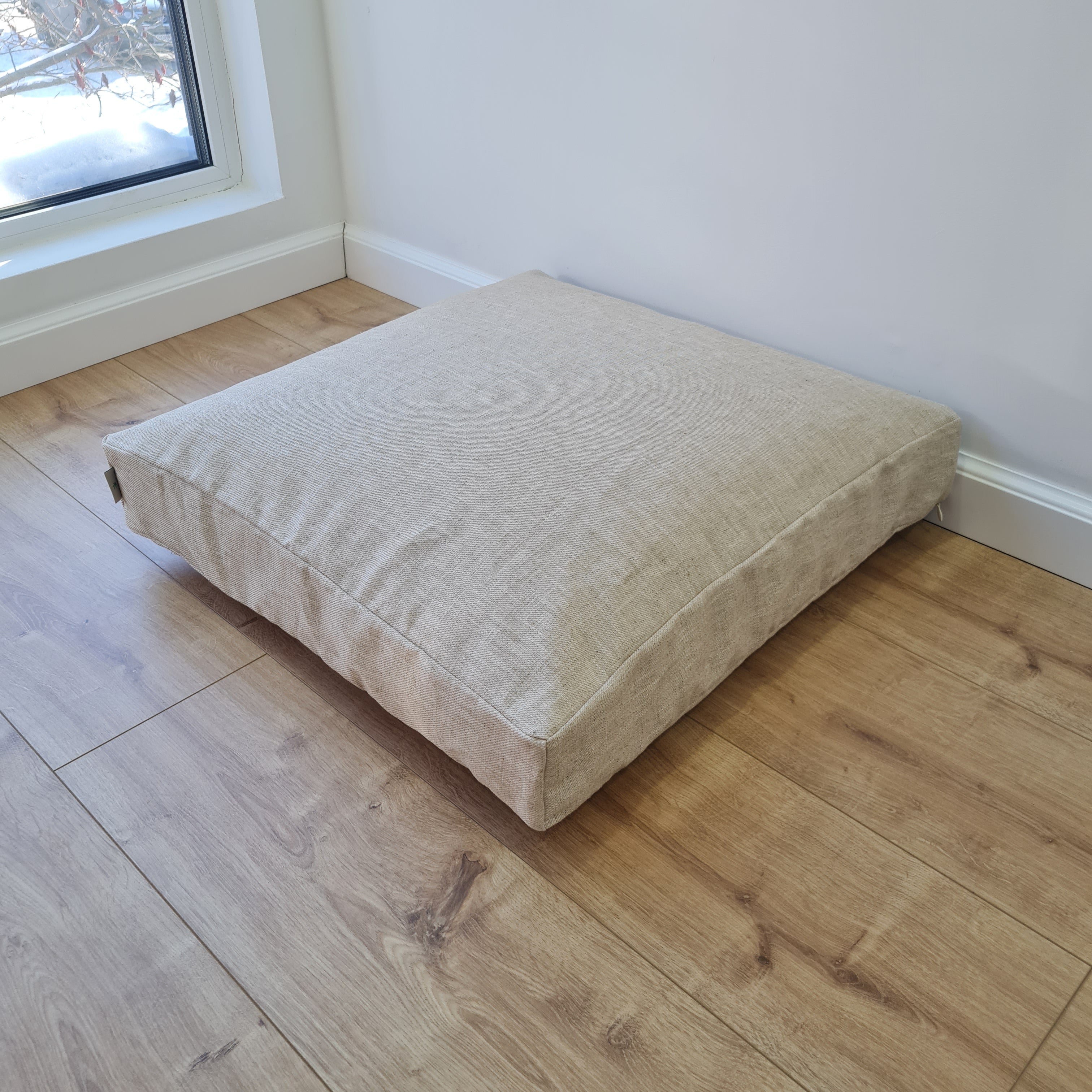 Hemp cushion with removable cover Hemp fiber filling in cotton fabric with linen cover Floor cushion custom made size