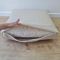 Hemp cushion with removable cover Hemp fiber filling in cotton fabric with linen cover Floor cushion custom made size