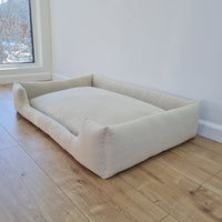 Natural Hemp Linen Dog Bed Beige Linen Fabric filled organic Hemp Fiber filling - Pet Mat - house for cats dogs organic gift for dog