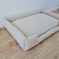 Natural Hemp Linen Dog Bed Beige Linen Fabric filled organic Hemp Fiber filling - Pet Mat - house for cats dogs organic gift for dog