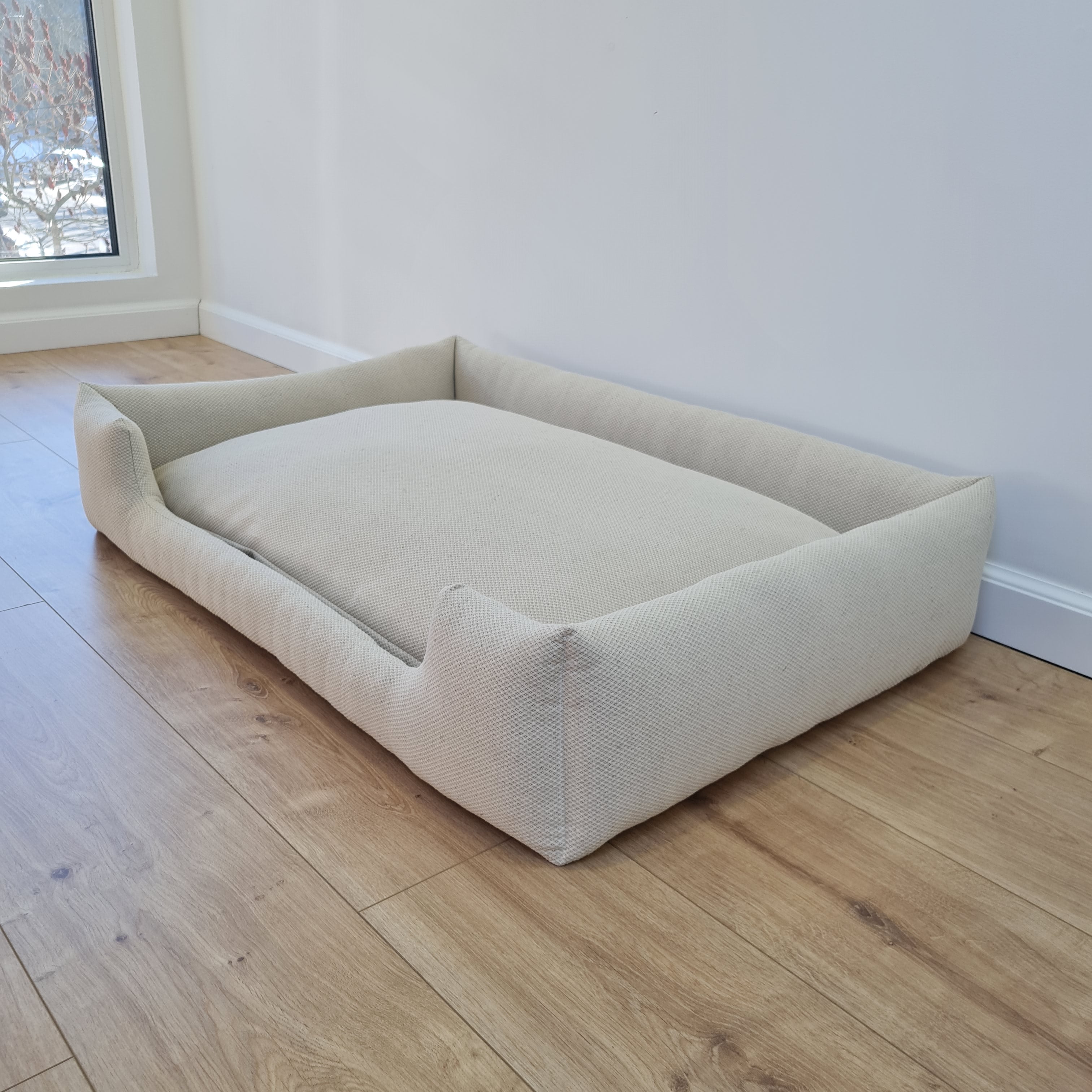 Natural Hemp Linen Dog Bed Beige Linen Fabric filled organic Hemp Fiber filling - Pet Mat - house for cats dogs organic gift for dog