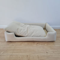Natural Hemp Linen Dog Bed Beige Linen Fabric filled organic Hemp Fiber filling - Pet Mat - house for cats dogs organic gift for dog