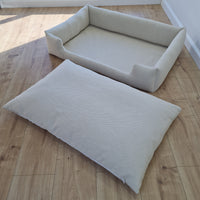 Natural Hemp Linen Dog Bed Beige Linen Fabric filled organic Hemp Fiber filling - Pet Mat - house for cats dogs organic gift for dog