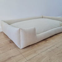 Natural Hemp Linen Dog Bed Beige Linen Fabric filled organic Hemp Fiber filling - Pet Mat - house for cats dogs organic gift for dog