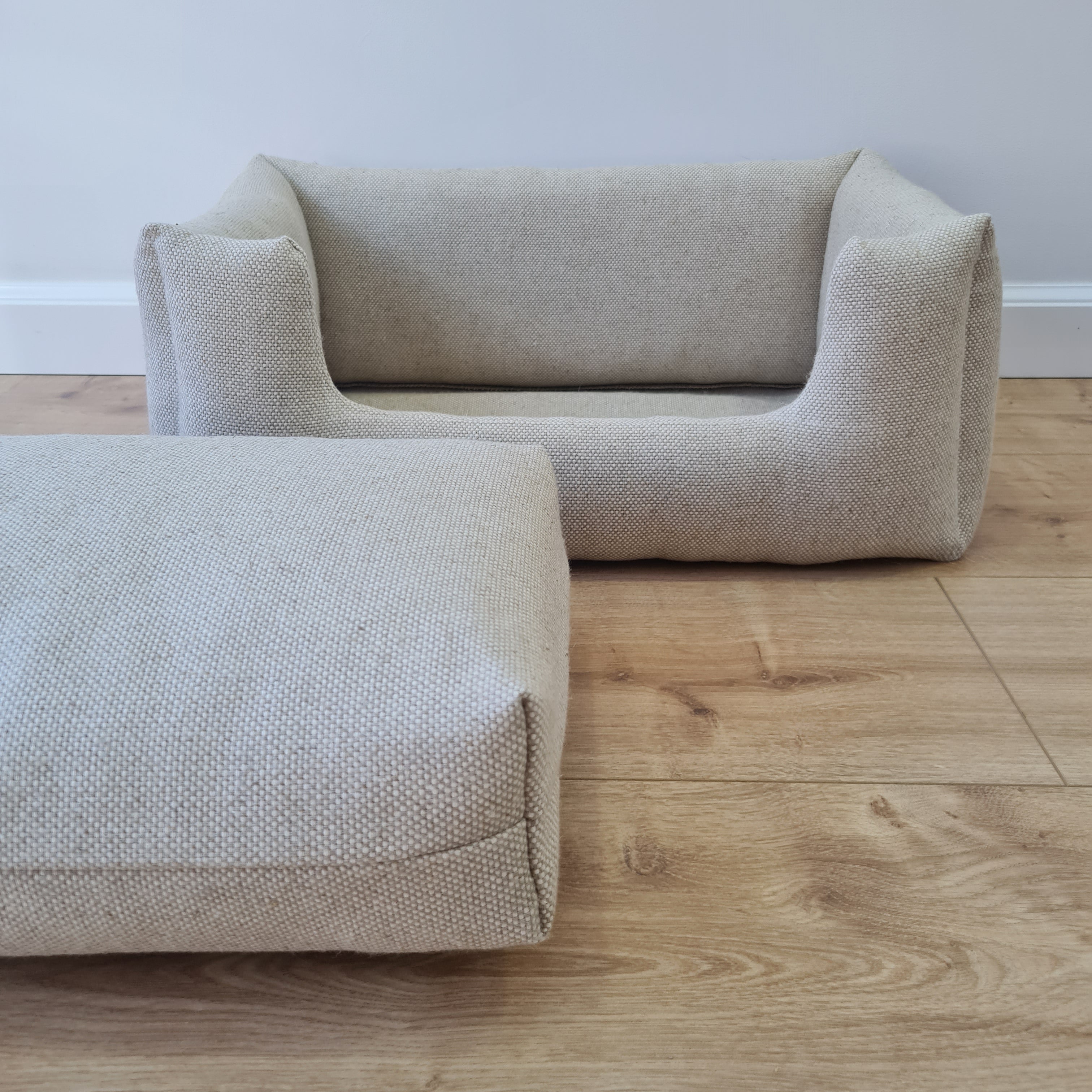 HEMP pet bed filled organic HEMP Fiber in dense natural beige linen fabric with thick cushion inside - mat - house for cats dogs organic