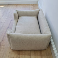 HEMP pet bed filled organic HEMP Fiber in dense natural beige linen fabric with thick cushion inside - mat - house for cats dogs organic