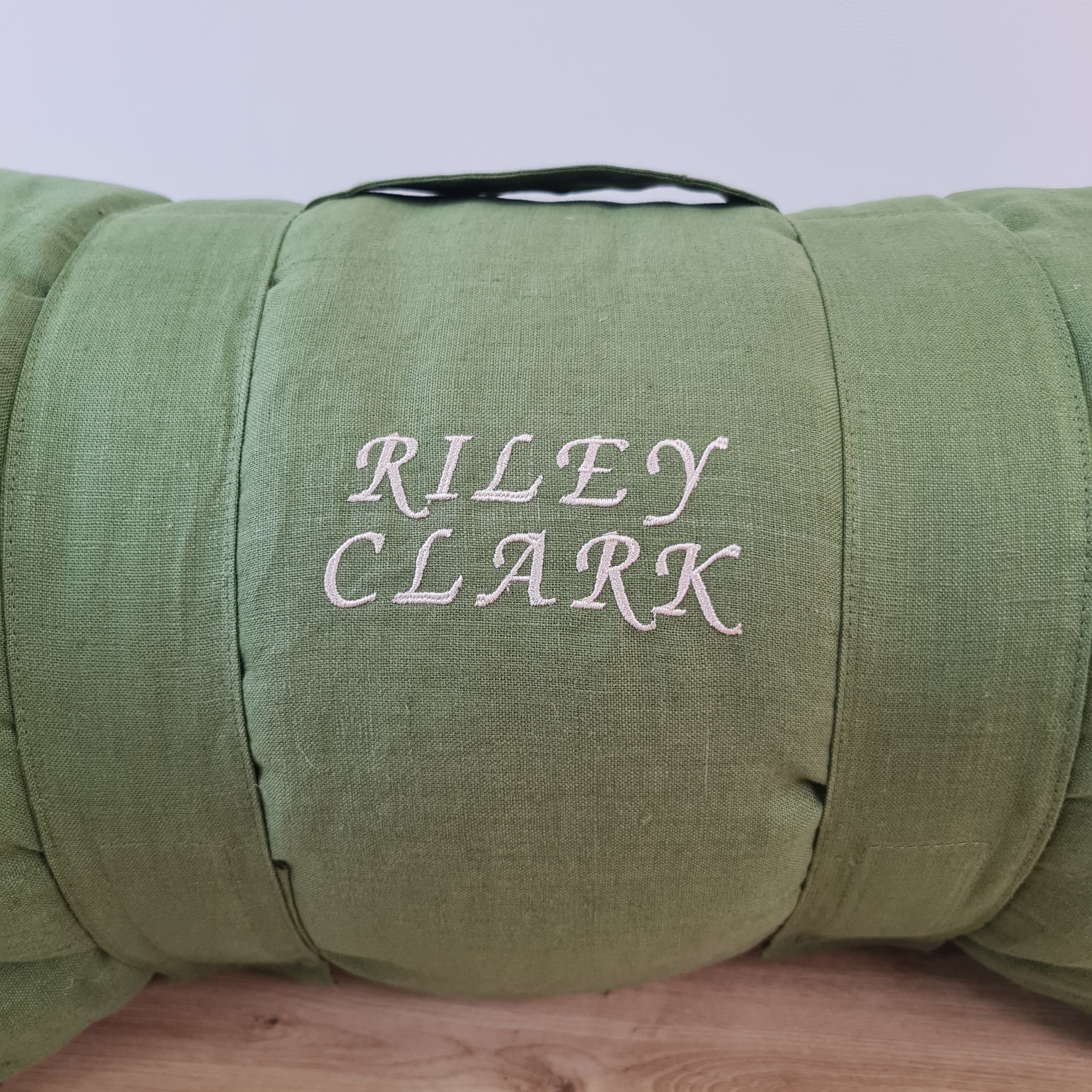 Kindergarten Hemp Linen Sleeping Bag with Pillow School Nap Mat Kids Organic Hemp Fiber Filling in green Linen Fabric blanket, hand made