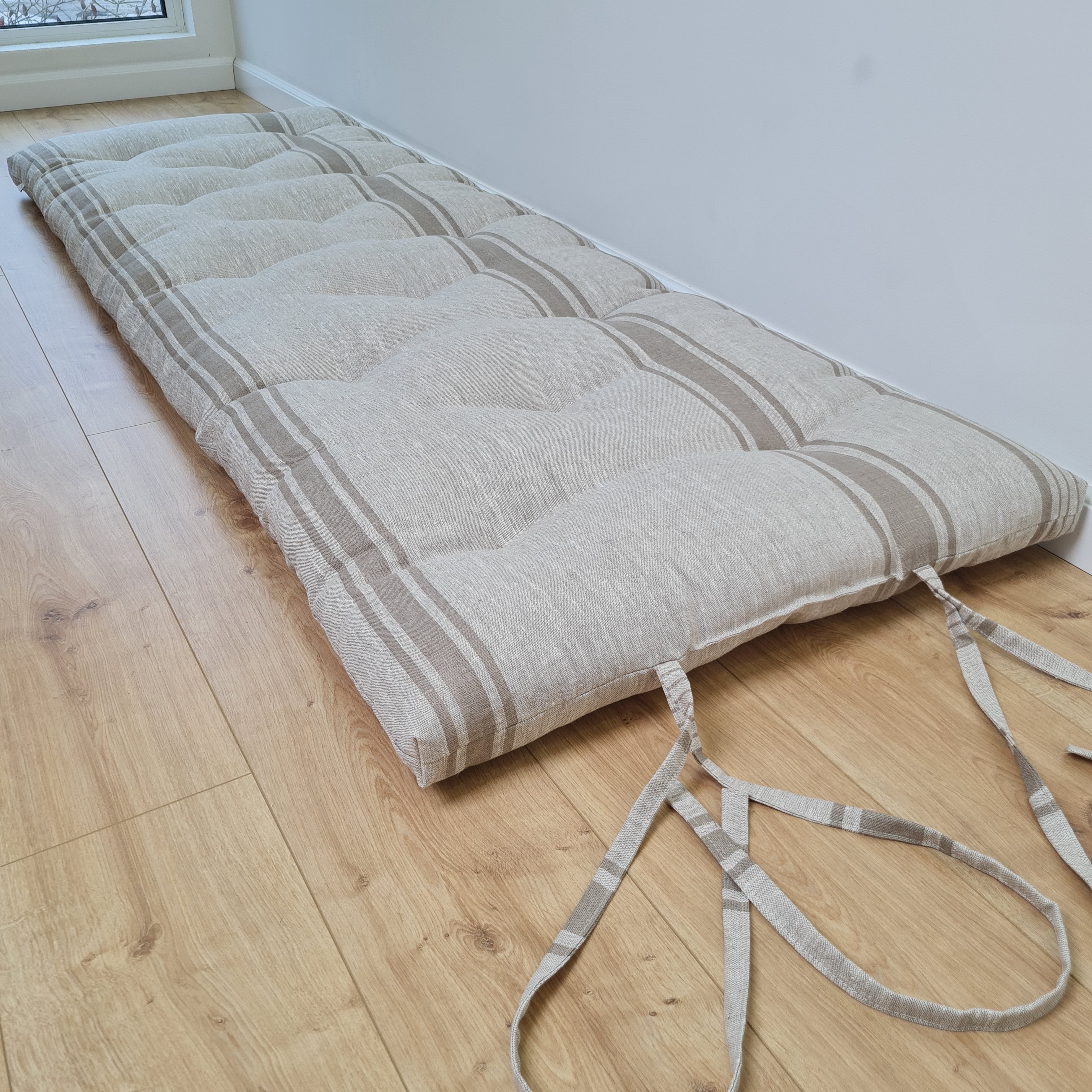 2" Hemp Linen Mattress Topper Mat - Slow Living Comfort Pure Linen & Hemp Fiber Filling Hand made