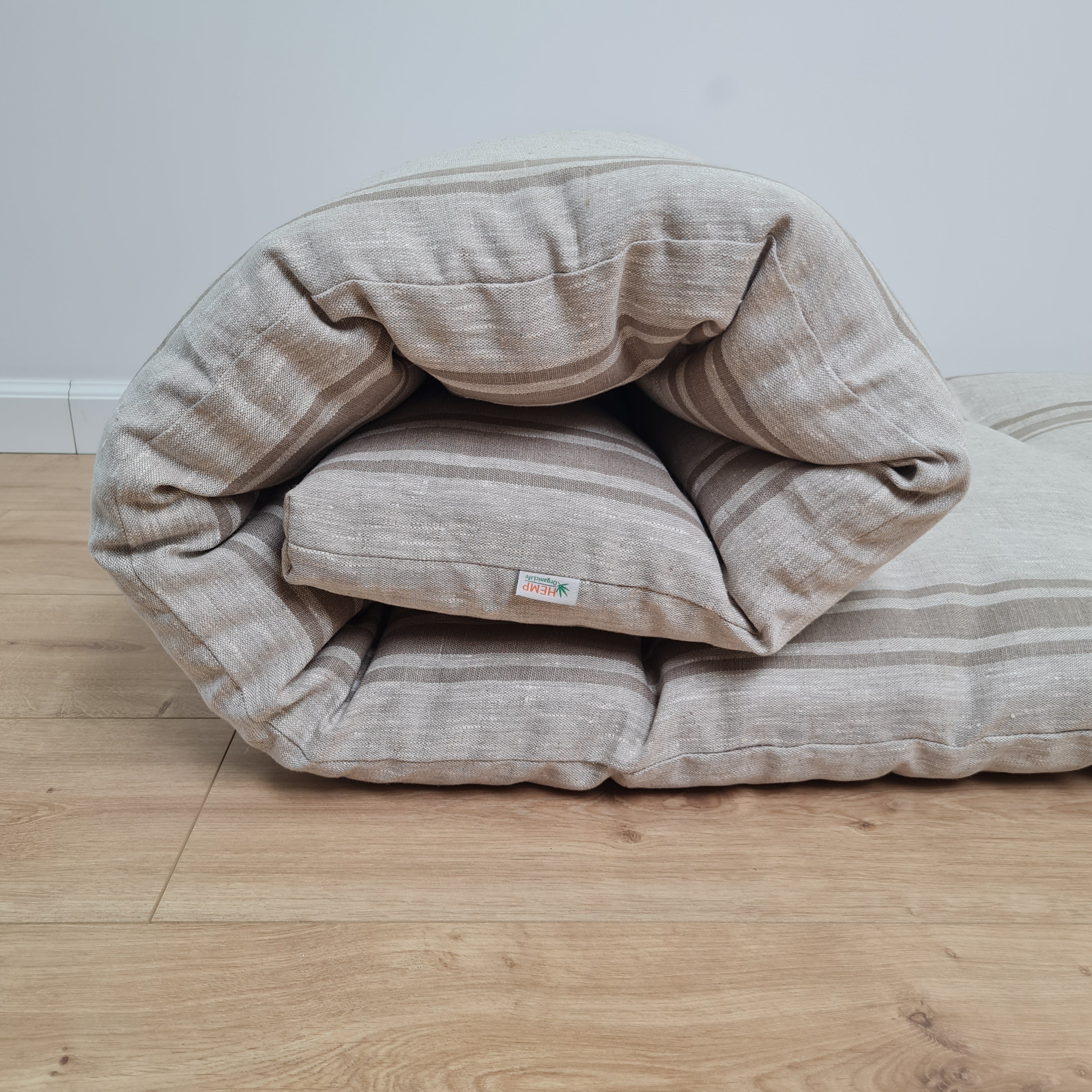 2" Hemp Linen Mattress Topper Mat - Slow Living Comfort Pure Linen & Hemp Fiber Filling Hand made