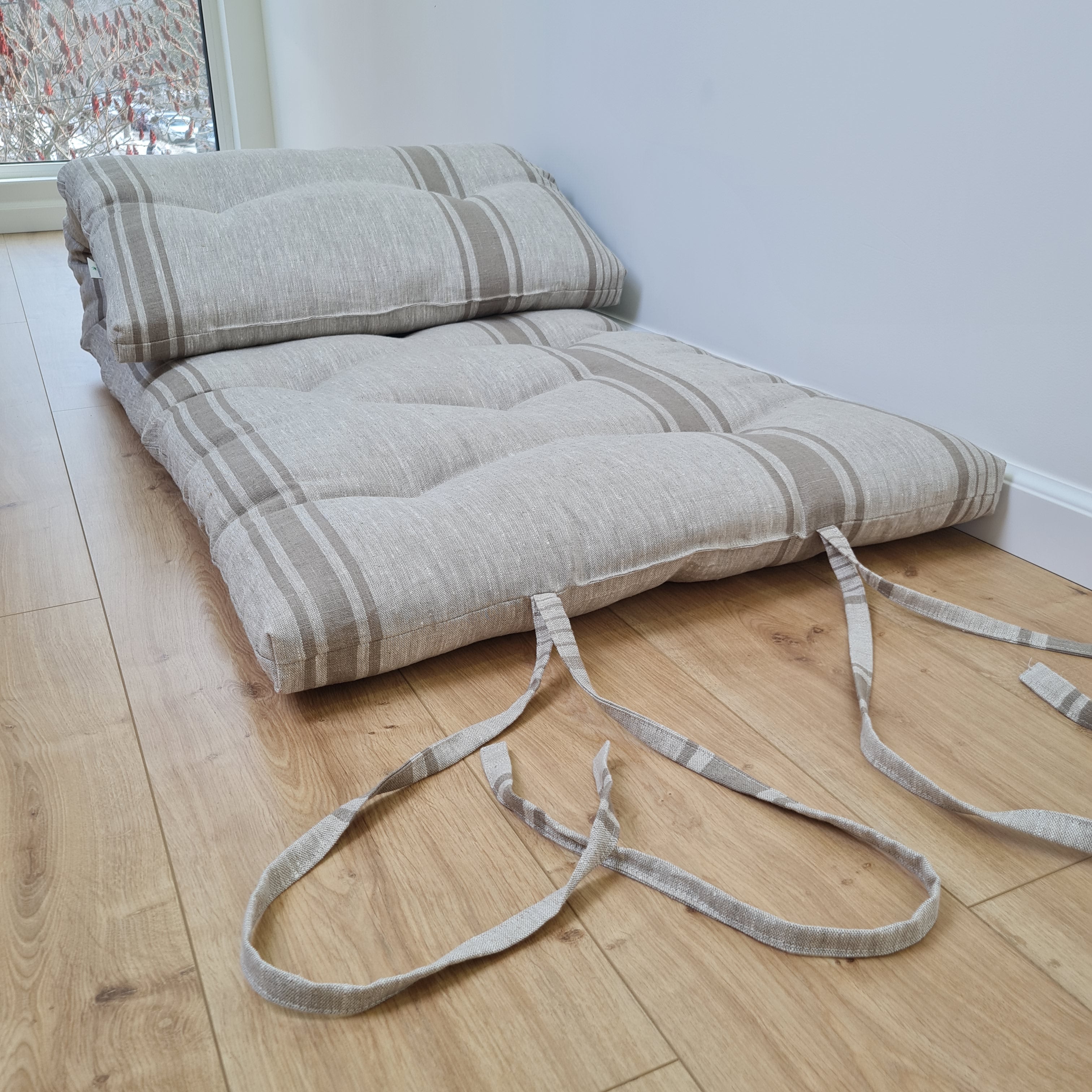 2" Hemp Linen Mattress Topper Mat - Slow Living Comfort Pure Linen & Hemp Fiber Filling Hand made