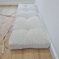 Natural Hemp Linen Bench Cushion with Ties Custom Made filled organic Hemp Fiber in natural non dyed Linen Fabric Window Bench Mudroom cushions