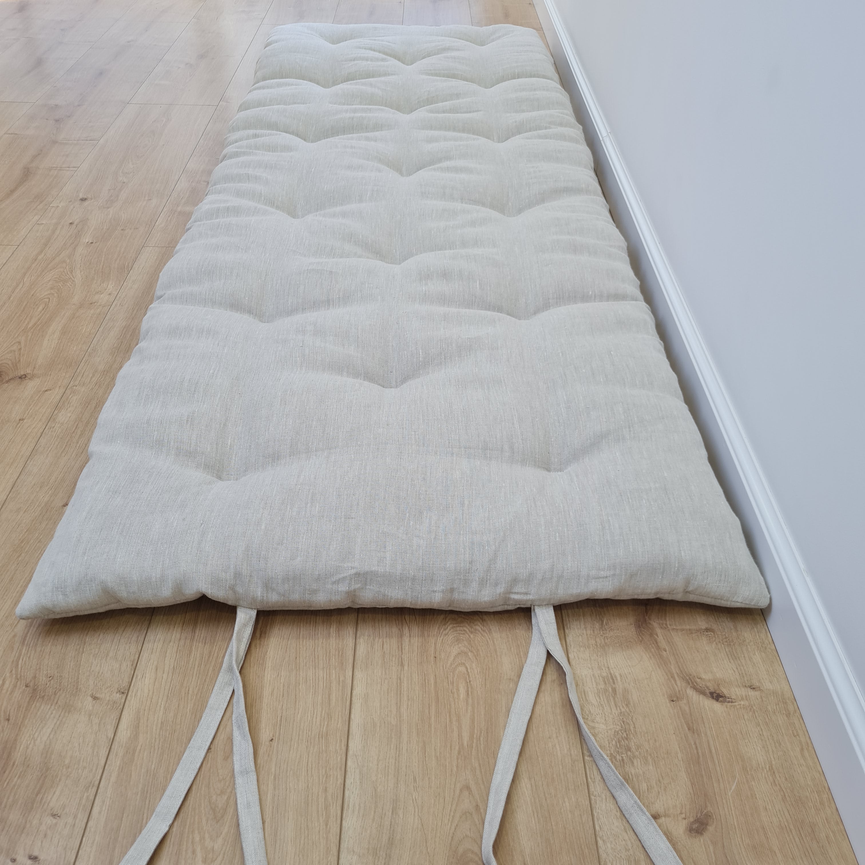 HEMP Linen Topper Protector 1.2” (3 cm) thick filled organic hemp fiber filler Shikibuton Mat in Linen fabric Custom Size Hand made