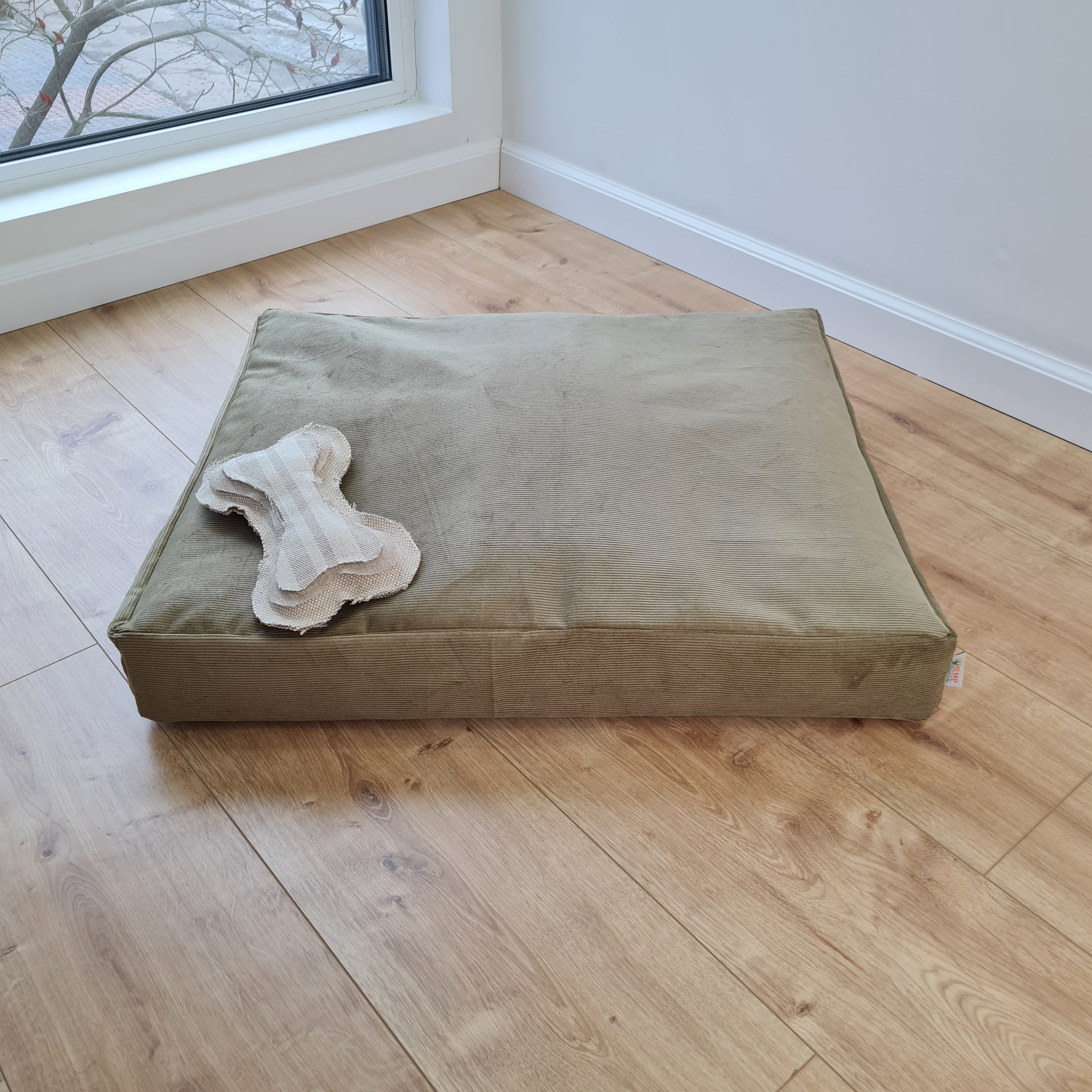 Hemp Pet Mat Pad Cushion Removable Washable Cotton Cover Organic Hemp Fiber Filler in Natural Cotton Fabric Padded Dog