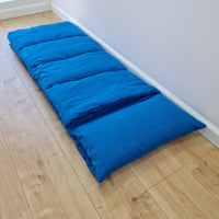 Kindergarten Hemp Linen Sleeping Bag with Pillow School Nap Mat Kids Organic Hemp Fiber Filling in blue Linen Fabric, Custom made