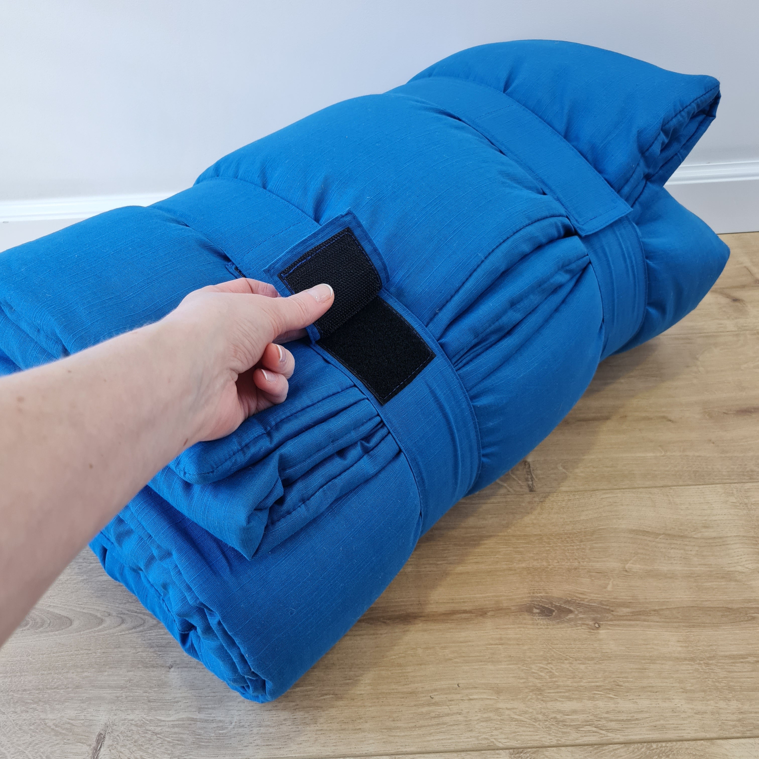 Kindergarten Hemp Linen Sleeping Bag with Pillow School Nap Mat Kids Organic Hemp Fiber Filling in blue Linen Fabric, Custom made