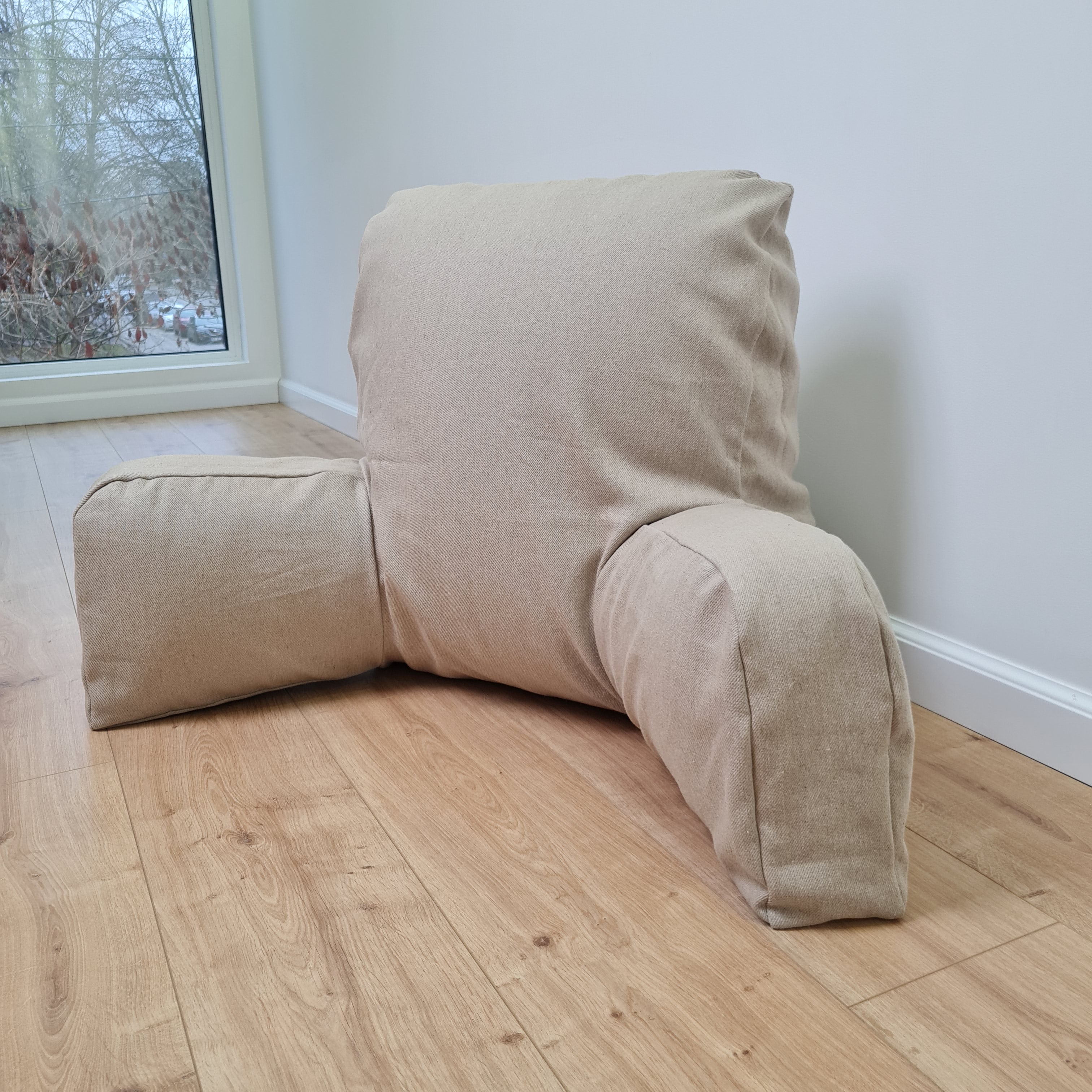 Hemp back cushion filled organic hemp fiber filling with natural linen removable zippered cover