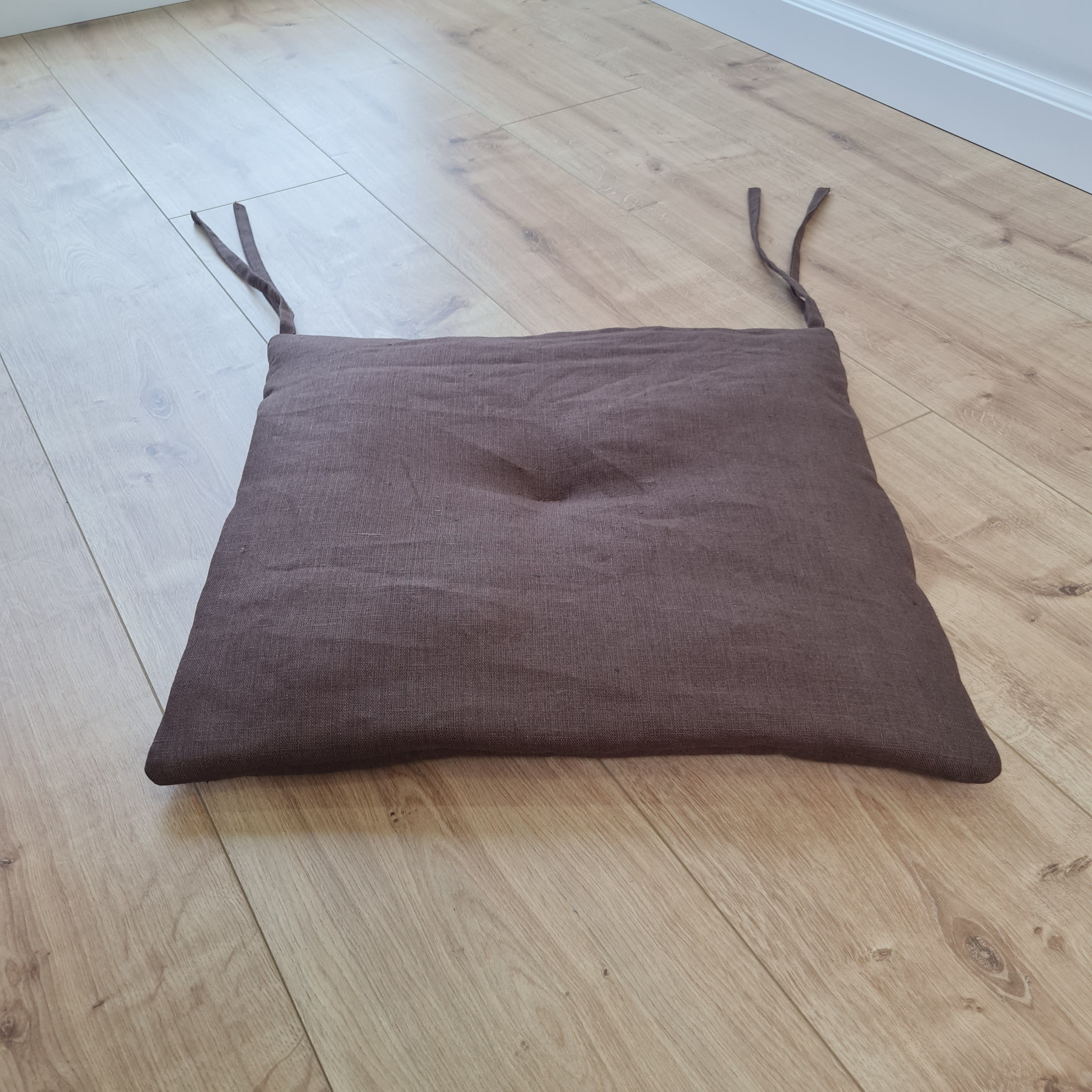Hemp Linen seat cushion for chair with ties filled organic hemp fiber in natural linen fabric Chair Cushion Pillow seat