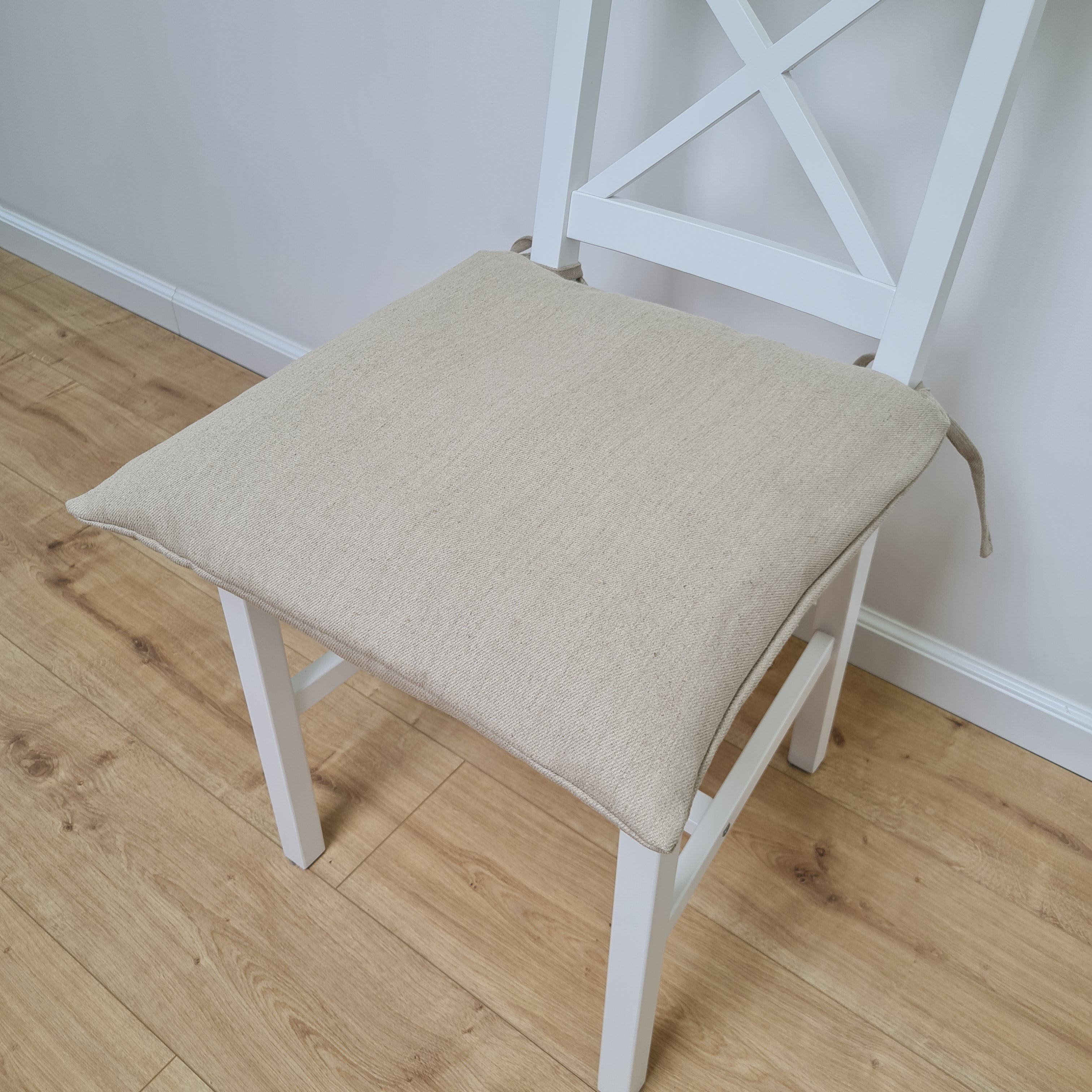 Hemp Linen seat cushion for chair with ties filled organic hemp fiber with removable covers in natural non dyed linen fabric Chair Cushion