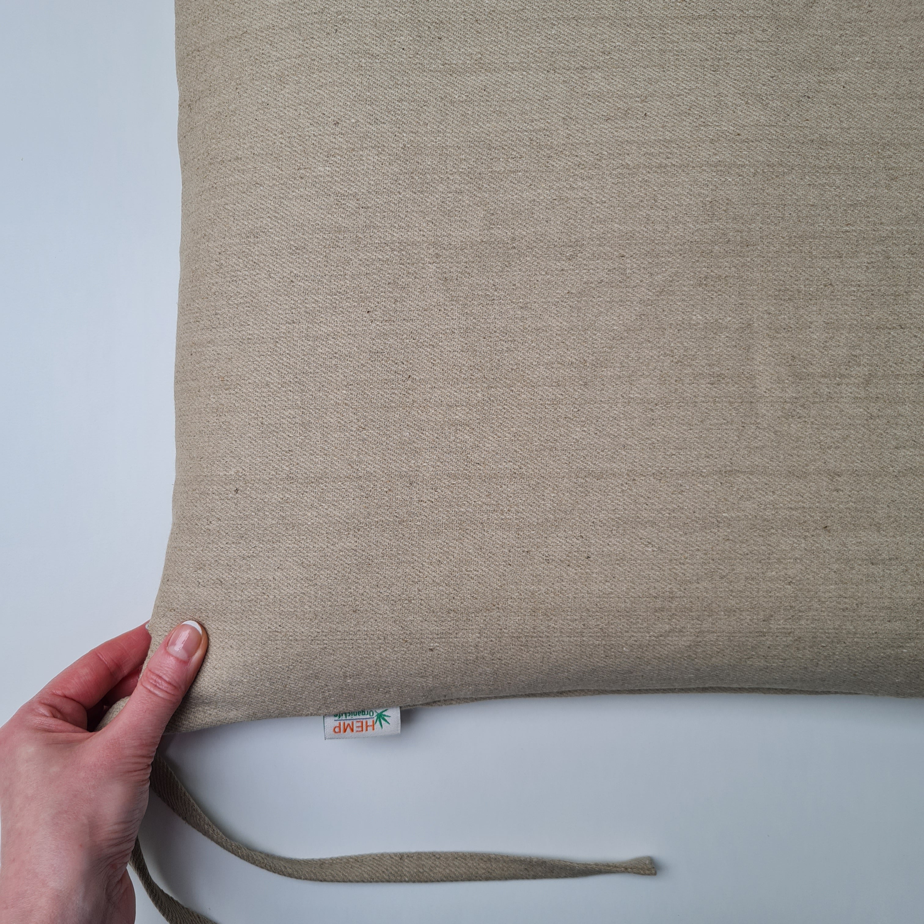 Hemp Linen seat cushion for chair with ties filled organic hemp fiber with removable covers in natural non dyed linen fabric Chair Cushion