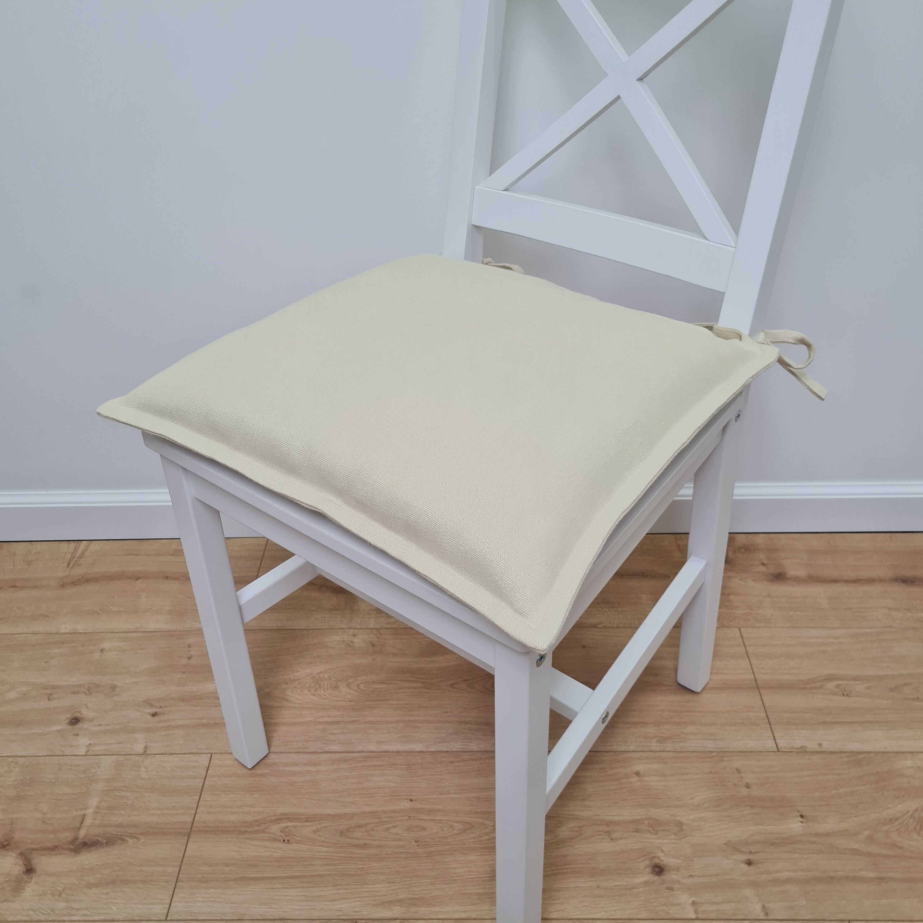 Hemp Linen Chair seat cushion for chair with ties filled organic hemp fiber with removable covers in natural light yellow linen fabric