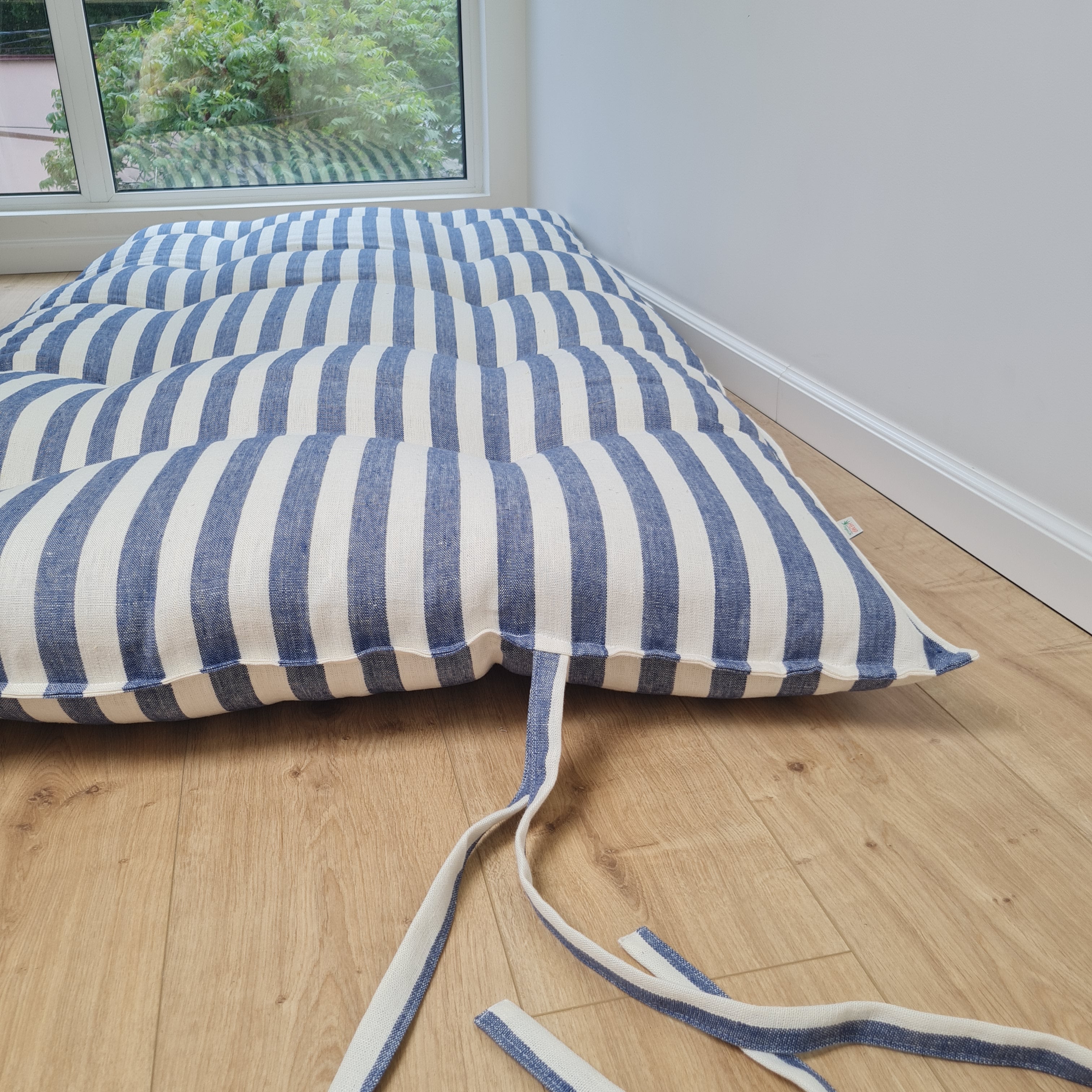 HEMP Shikibuton mat Shiki futon 3” thick filled organic Hemp fiber in natural linen fabric Custom Size Hand made topper with ties