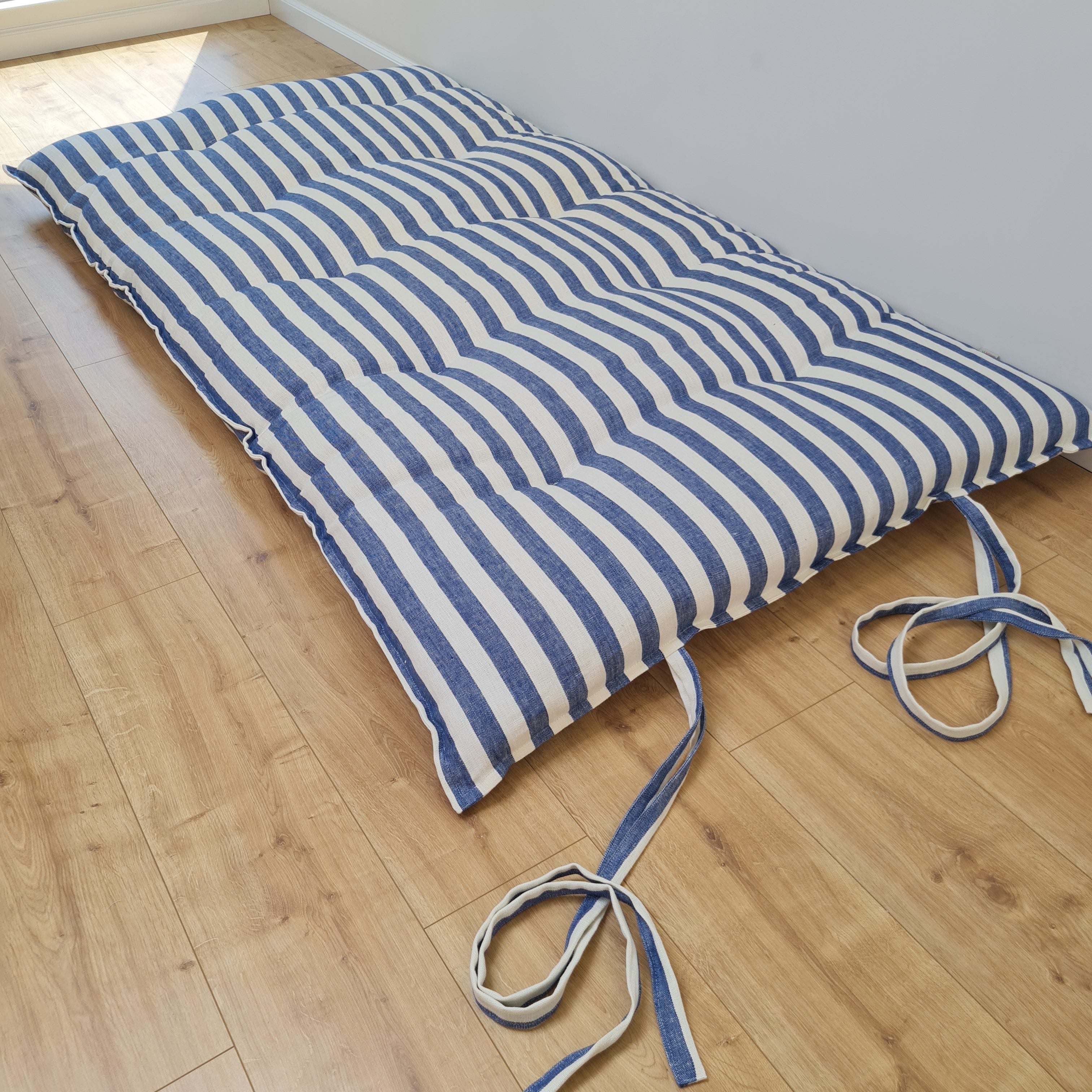 HEMP Shikibuton mat Shiki futon 3” thick filled organic Hemp fiber in natural linen fabric Custom Size Hand made topper with ties