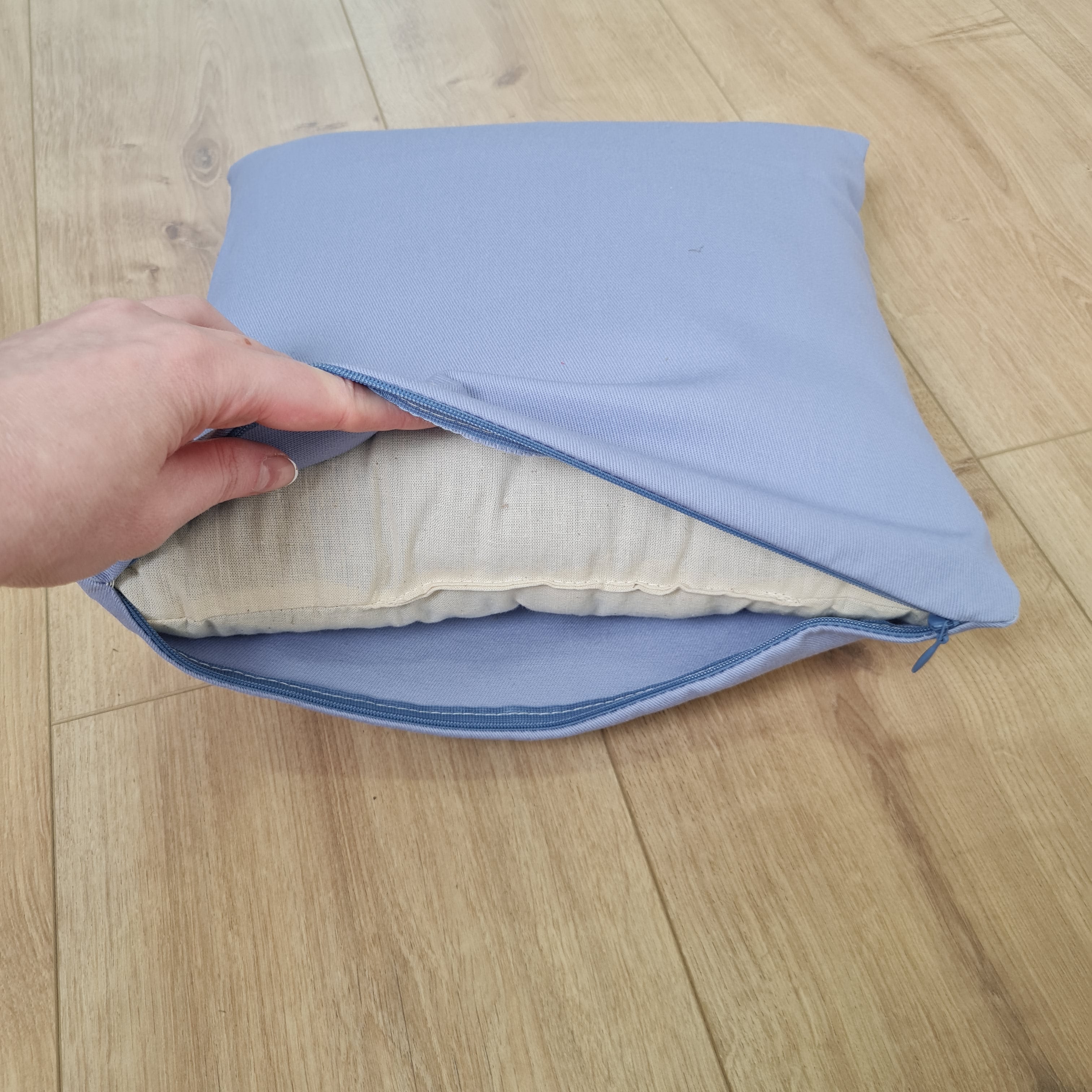 12"x12" (30x30 cm) Blue Hemp Outdoor Sofa Cushion with Washable Removable Water Repellent Cover
