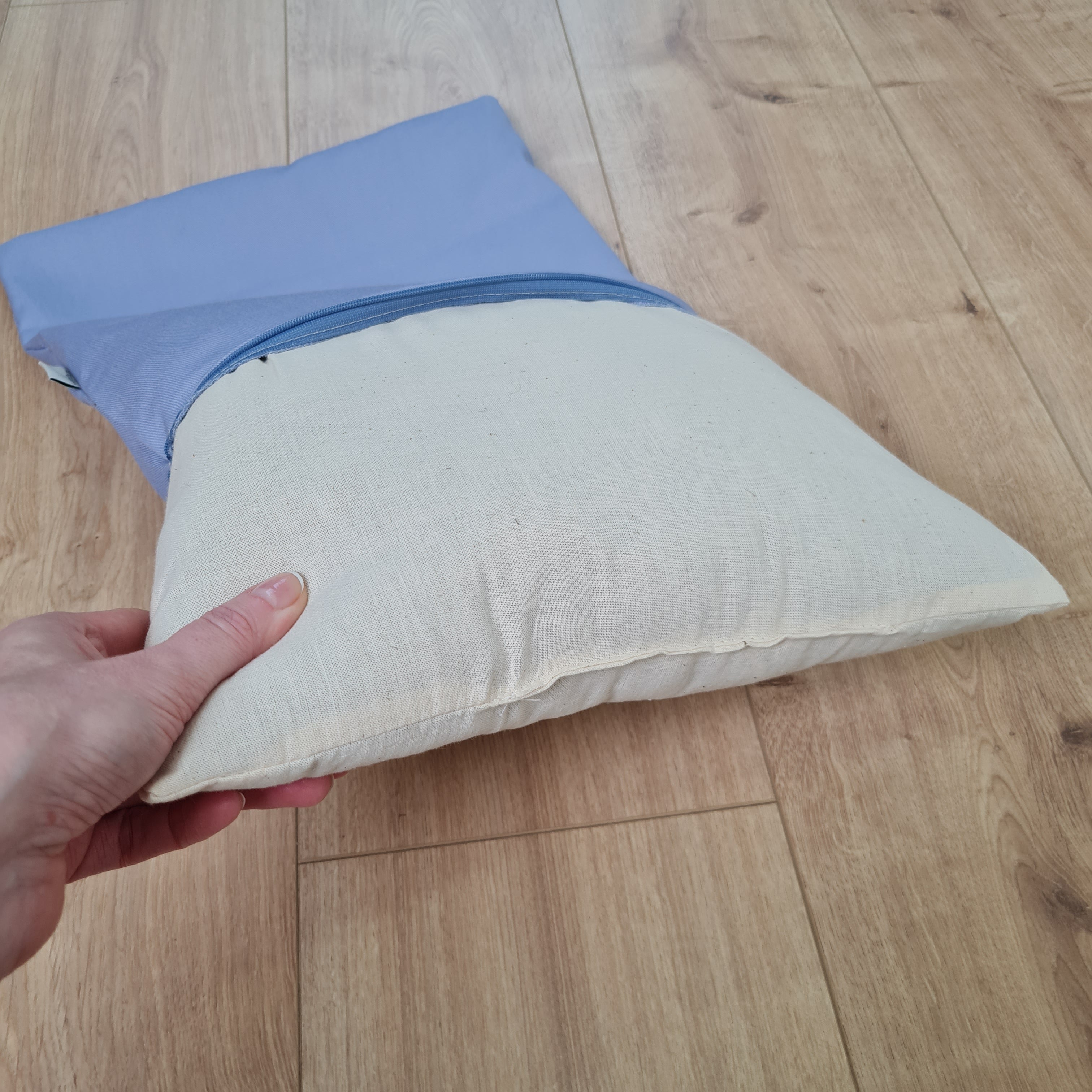 12"x12" (30x30 cm) Blue Hemp Outdoor Sofa Cushion with Washable Removable Water Repellent Cover