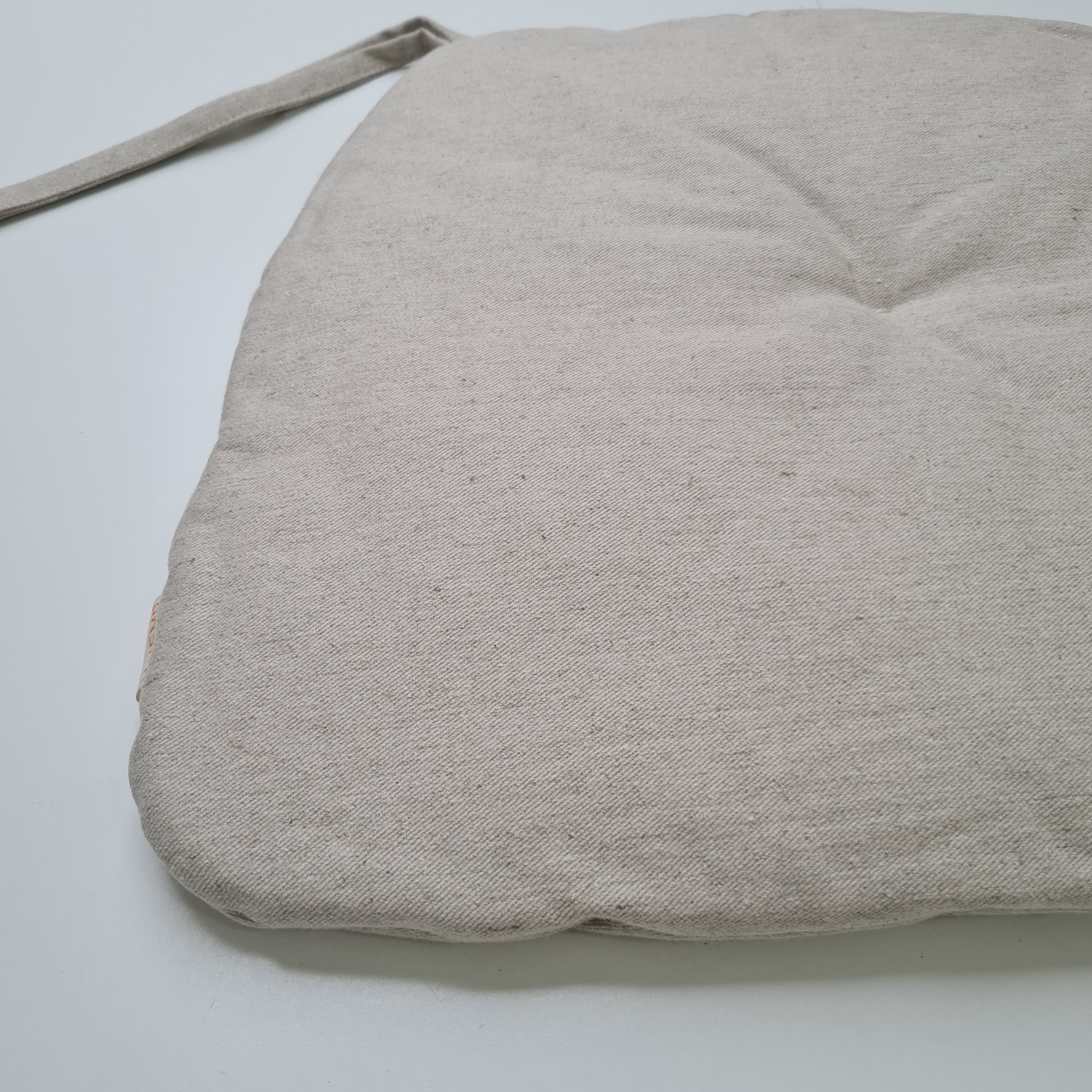 Hemp Linen seat cushion for chair with ties filled organic hemp fiber in natural linen fabric