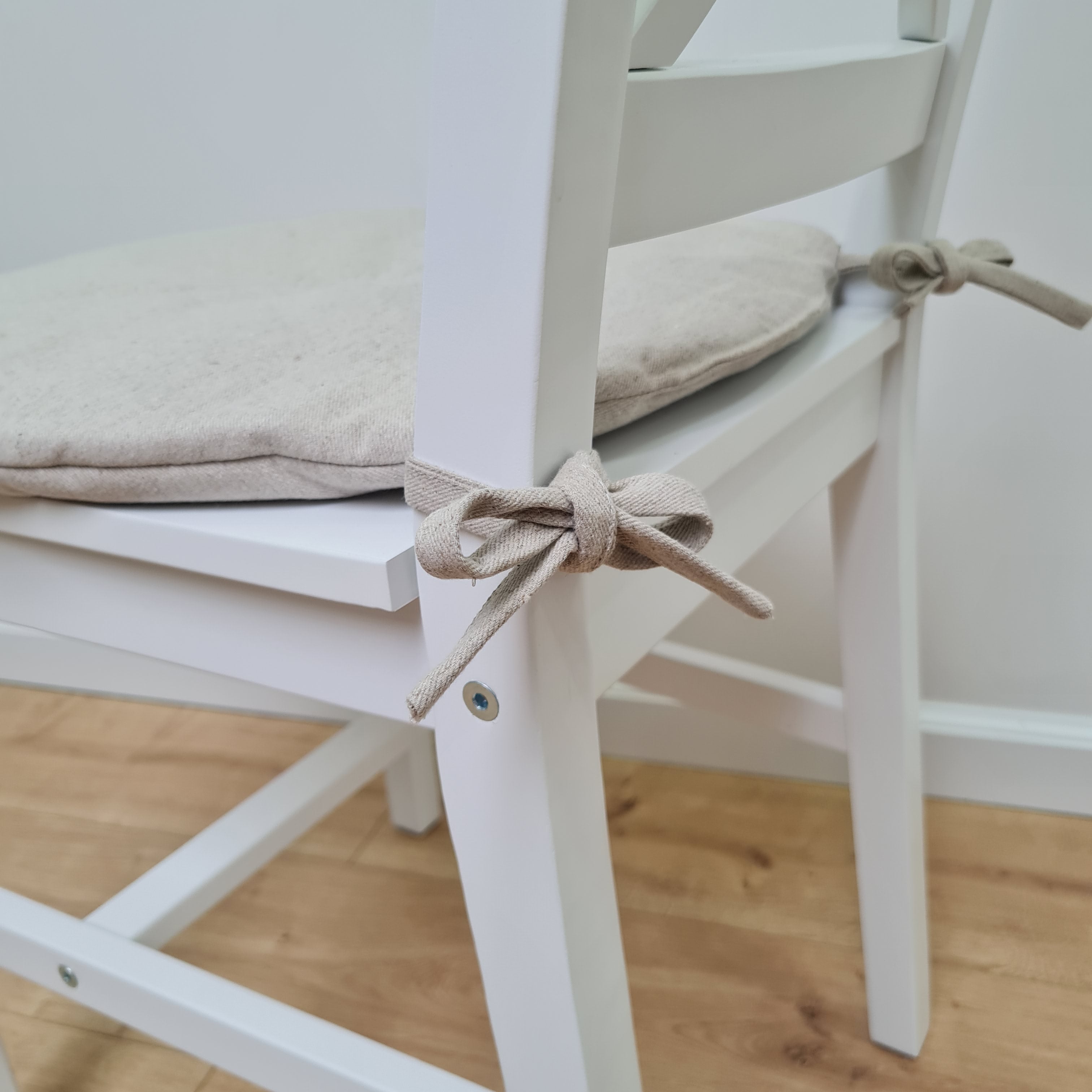 Hemp Linen seat cushion for chair with ties filled organic hemp fiber in natural linen fabric