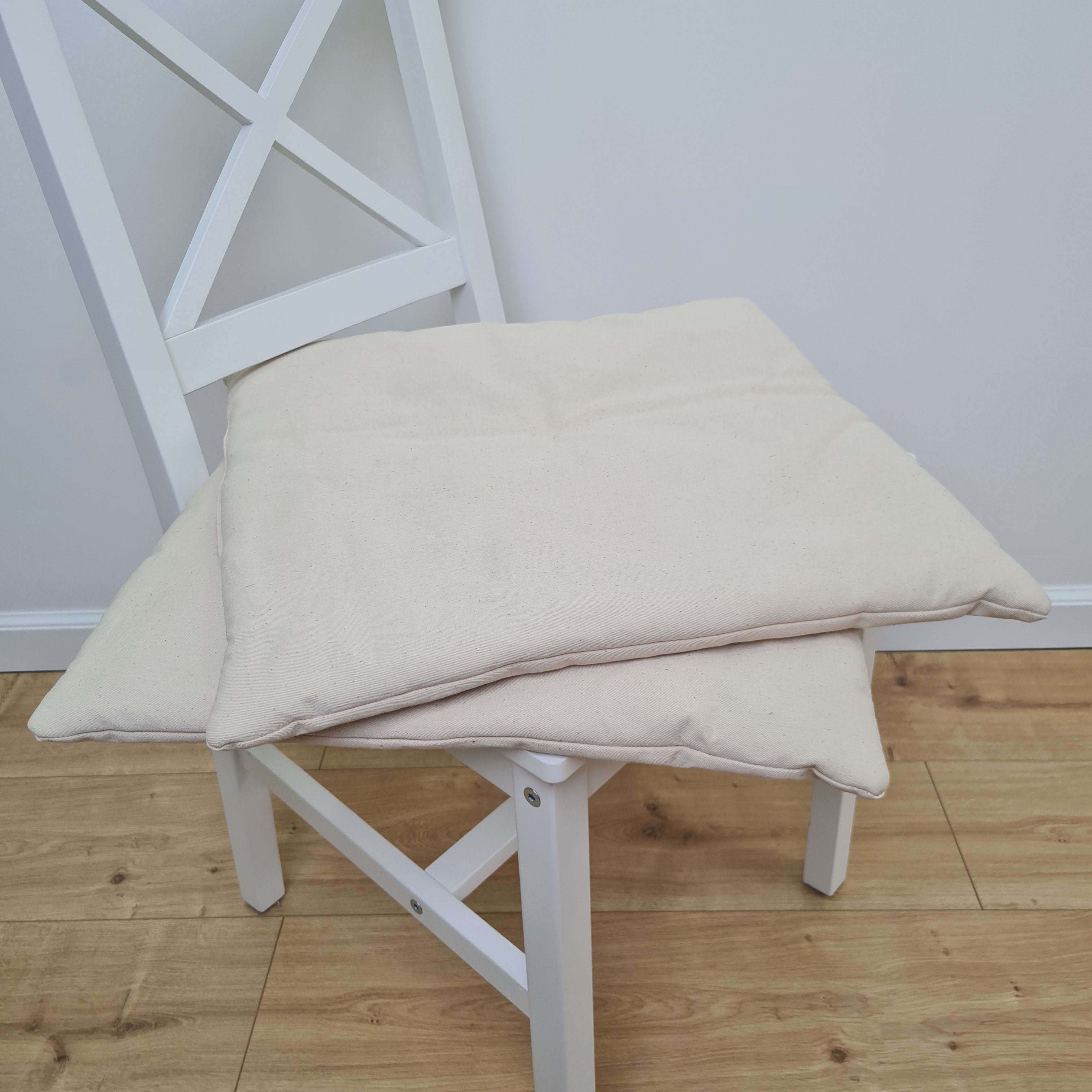 18" x 18" (45x45cm) Hemp cotton seat Cushion for chair without ties filled organic hemp fiber in natural cotton fabric