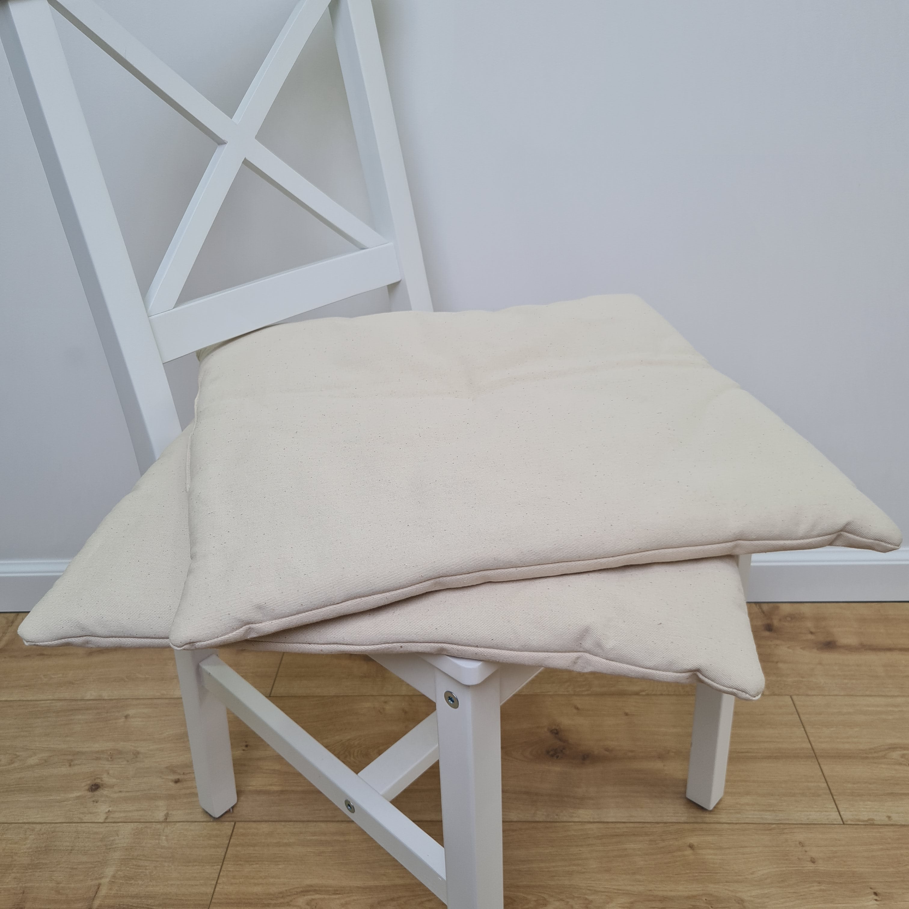 18" x 18" (45x45cm) Hemp cotton seat Cushion for chair without ties filled organic hemp fiber in natural cotton fabric