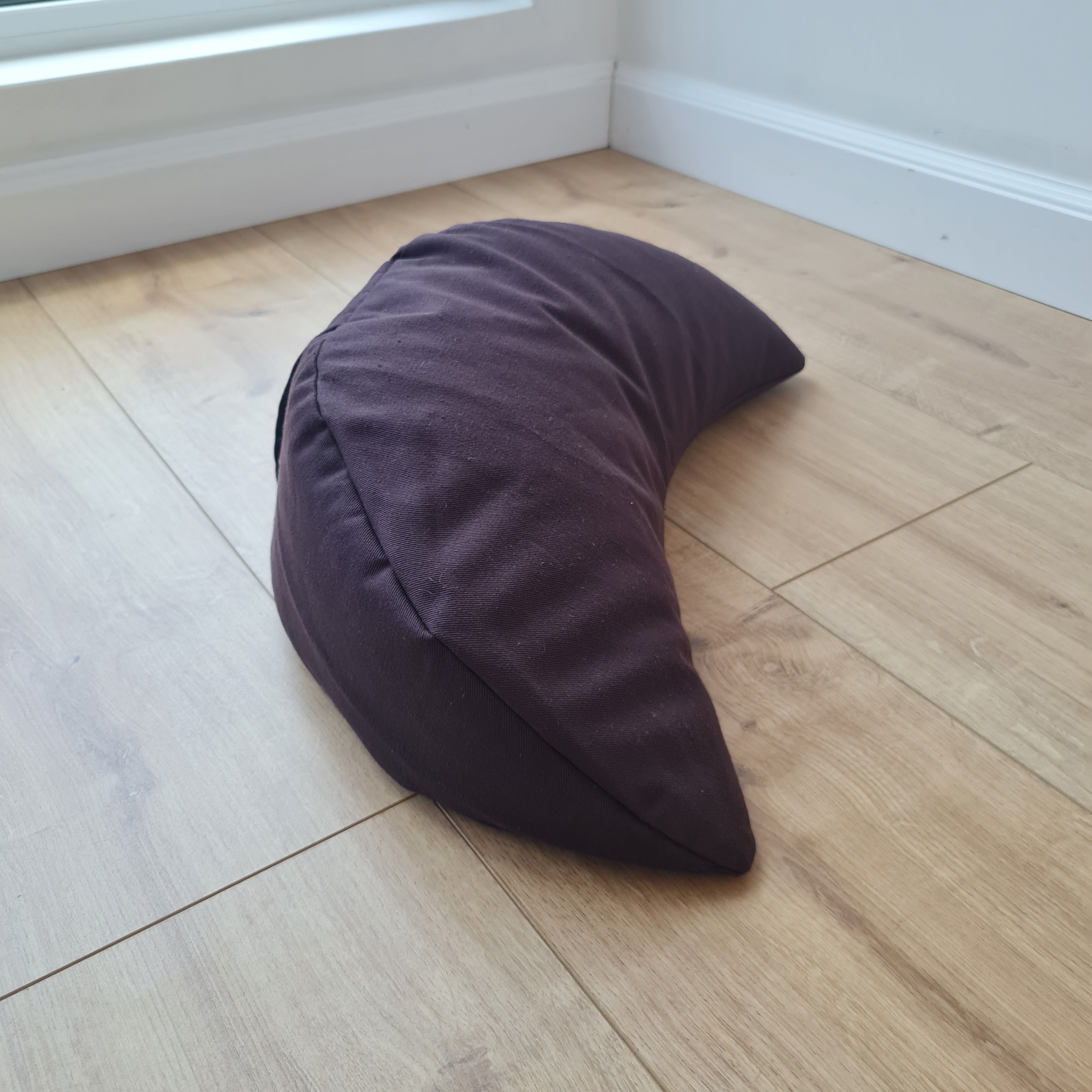 Cotton Meditation Cresсent cushion filled with buckwheat hulls
