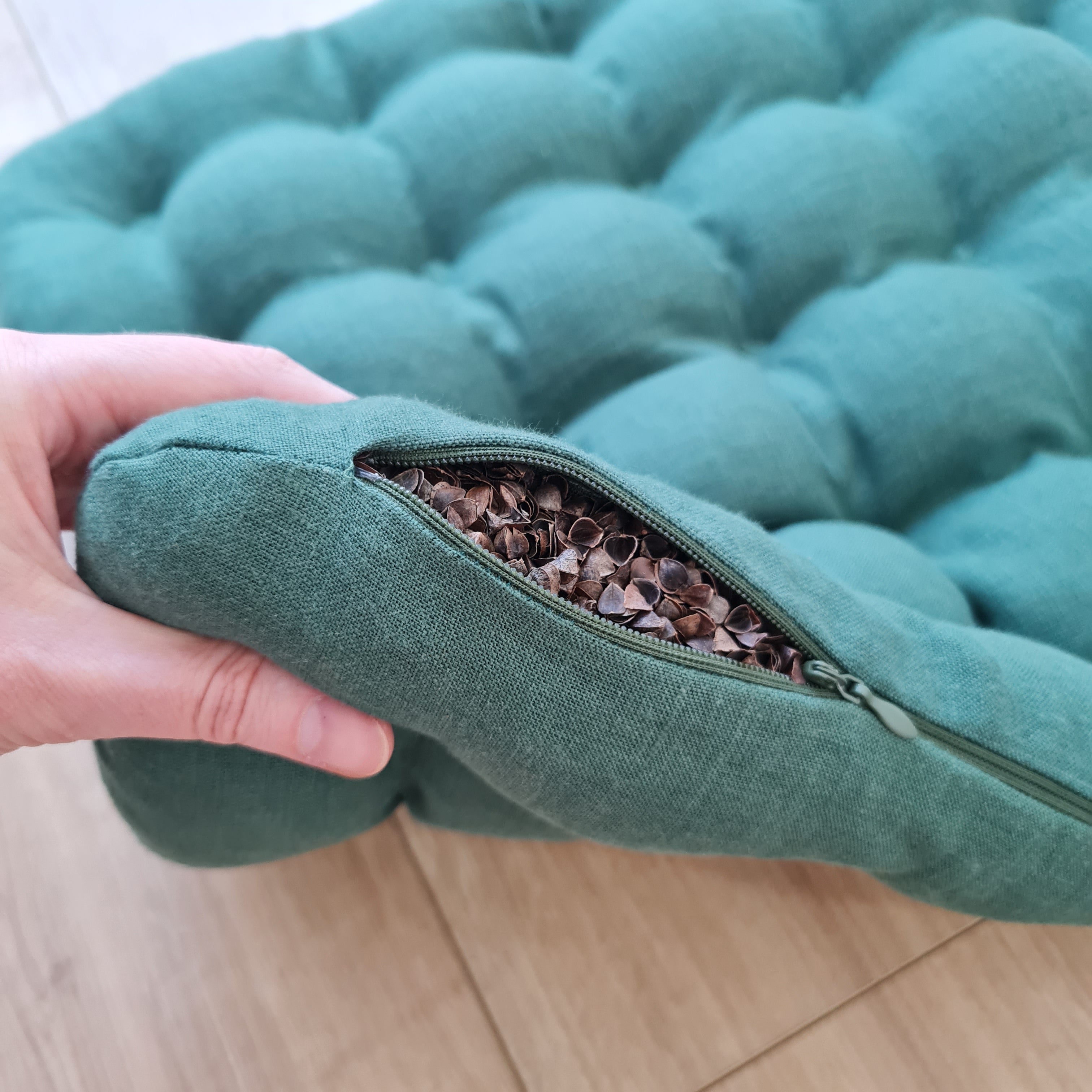 Linen Buckwheat floor cushion Zabuton Organic pillow buckwheat hulls / pillow seat/Meditation Yoga /Natural